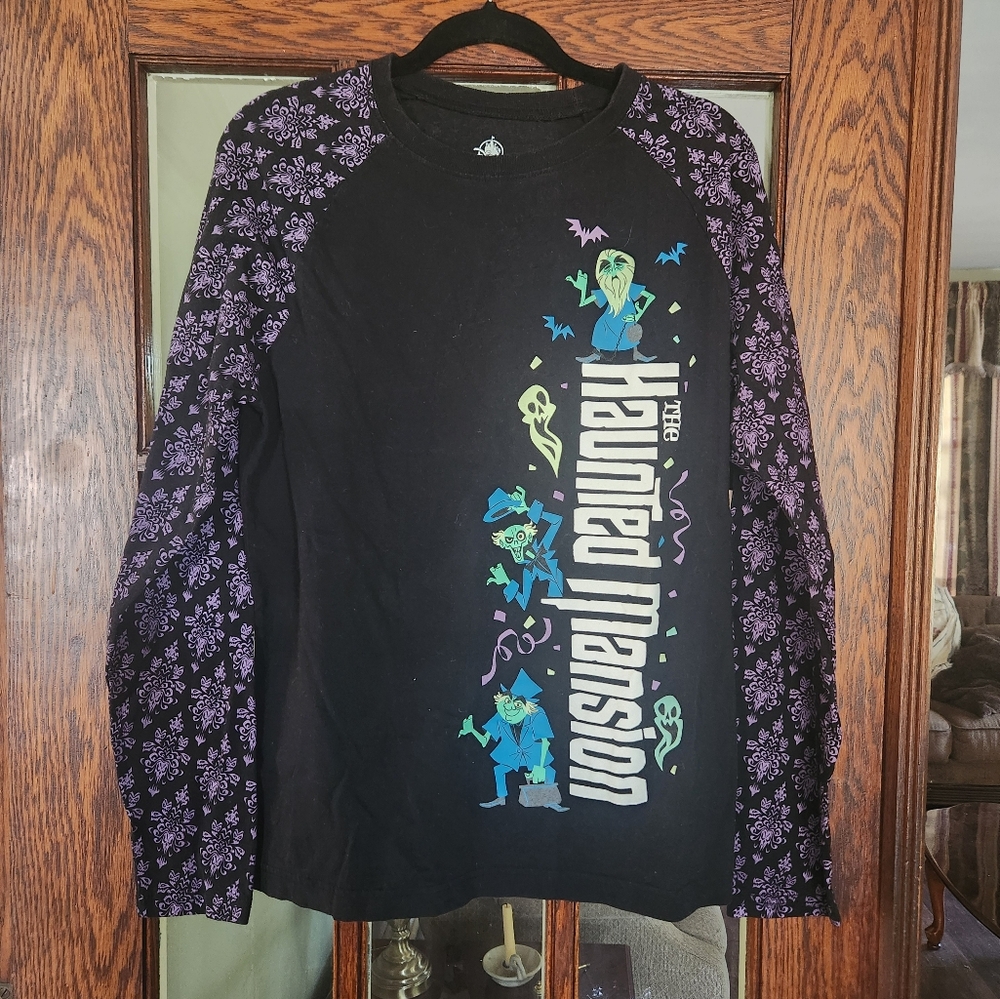 Disney Parks Black and Purple Haunted Mansion Long Sleeve Tee